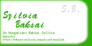 szilvia baksai business card